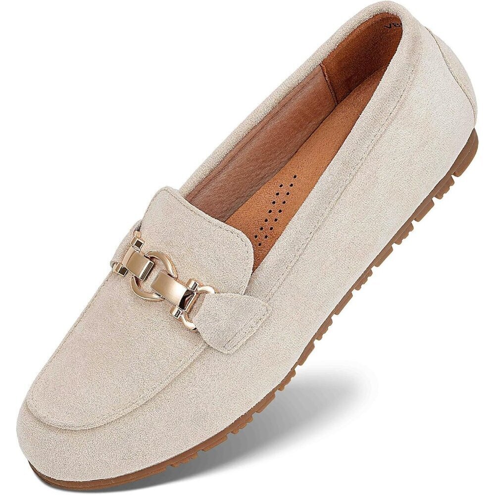 Womens Natural Fabric Slip On Comfort Chunky Heel Lug Sole Loafers Shoes